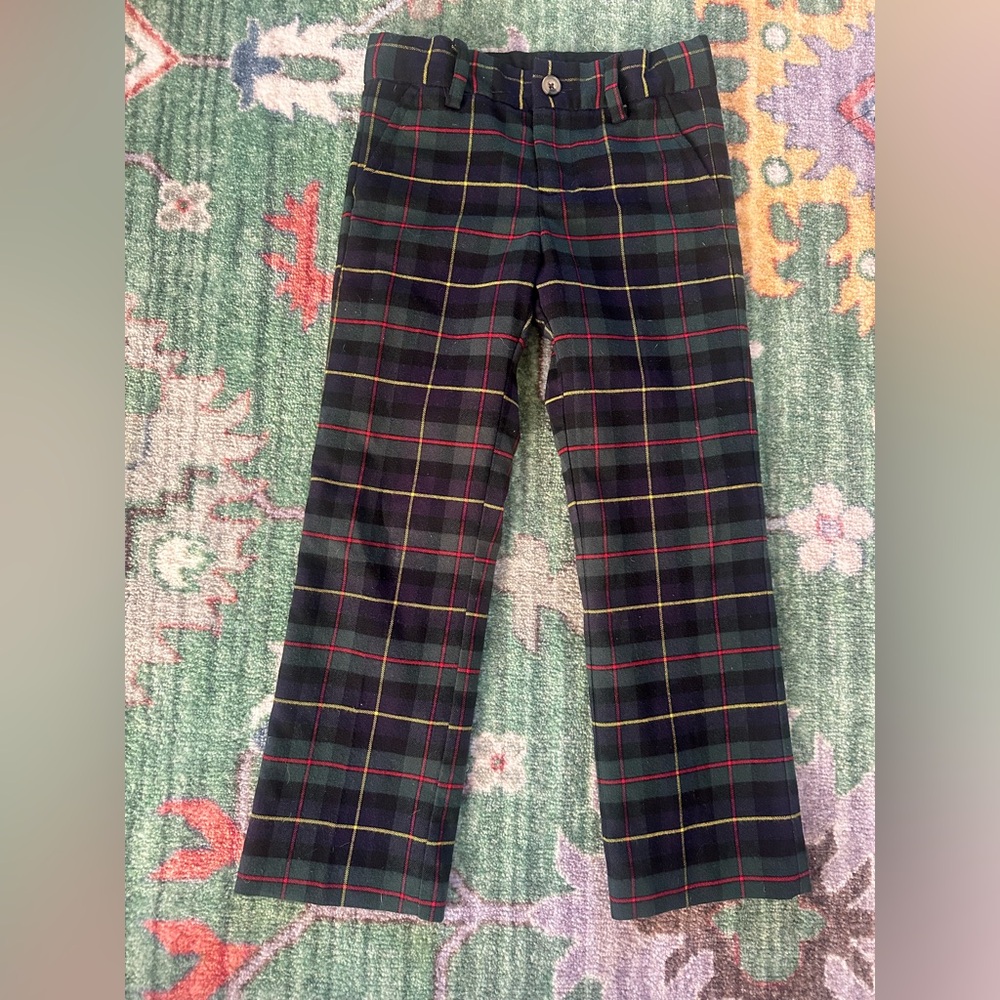 Boys Janie and Jack Tartan Trousers with Multicolor Pattern